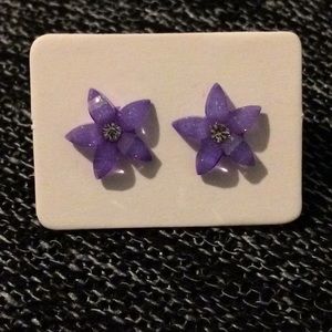 Petite Purple Flower Earrings